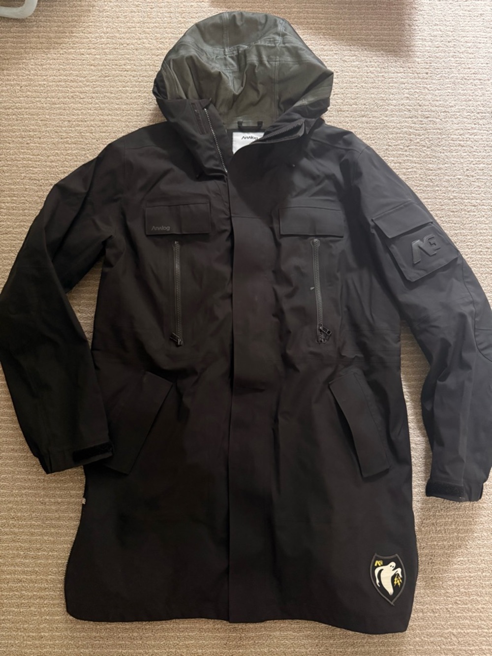 Analog Black Hooded Coat 3L Lining and Patch